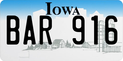 IA license plate BAR916