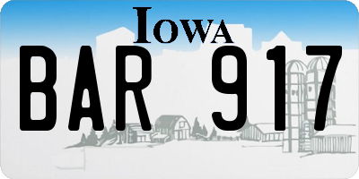IA license plate BAR917