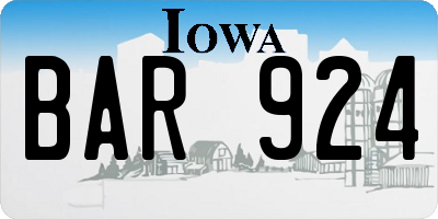 IA license plate BAR924