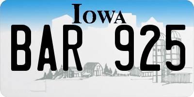 IA license plate BAR925