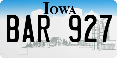IA license plate BAR927