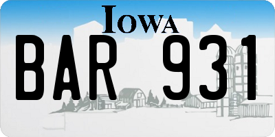 IA license plate BAR931