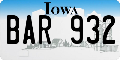IA license plate BAR932