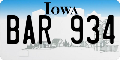 IA license plate BAR934