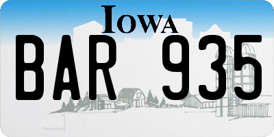 IA license plate BAR935