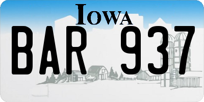 IA license plate BAR937