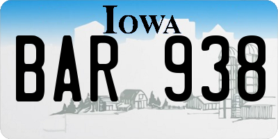 IA license plate BAR938