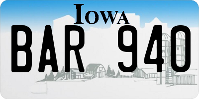 IA license plate BAR940