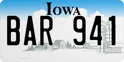 IA license plate BAR941