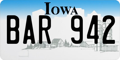 IA license plate BAR942