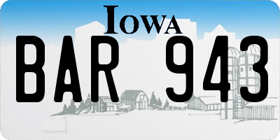 IA license plate BAR943