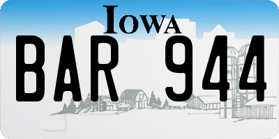 IA license plate BAR944