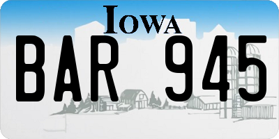 IA license plate BAR945
