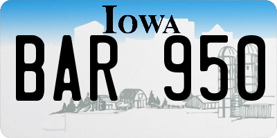 IA license plate BAR950