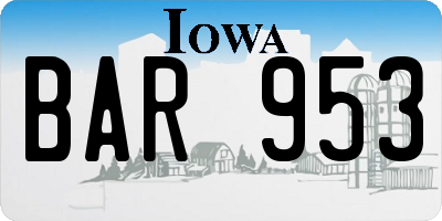 IA license plate BAR953