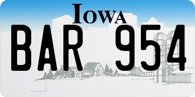 IA license plate BAR954