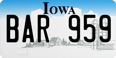 IA license plate BAR959