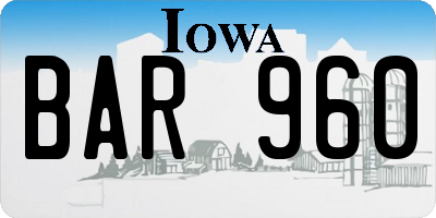 IA license plate BAR960