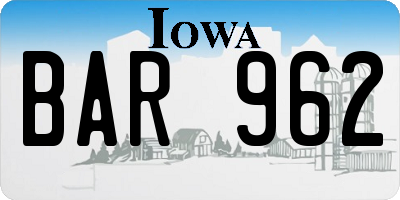 IA license plate BAR962