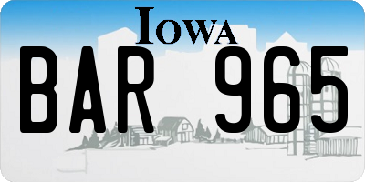 IA license plate BAR965
