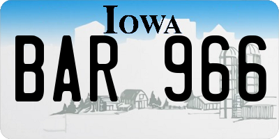 IA license plate BAR966