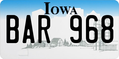 IA license plate BAR968