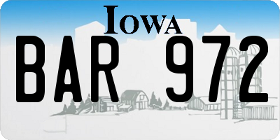 IA license plate BAR972