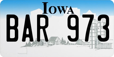 IA license plate BAR973