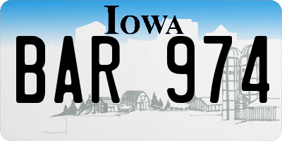 IA license plate BAR974