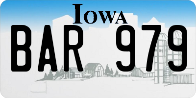 IA license plate BAR979