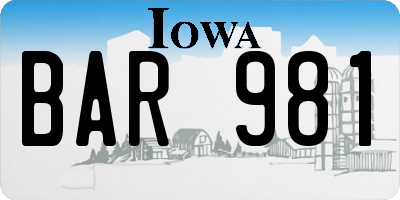IA license plate BAR981