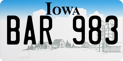 IA license plate BAR983
