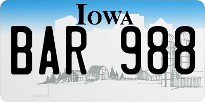 IA license plate BAR988
