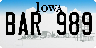IA license plate BAR989