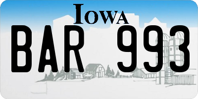 IA license plate BAR993