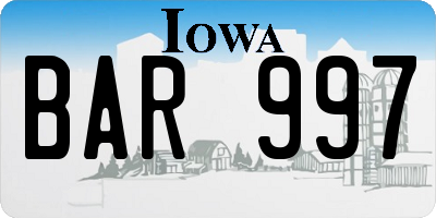 IA license plate BAR997