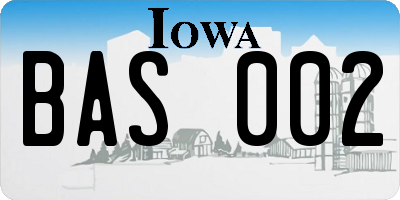 IA license plate BAS002