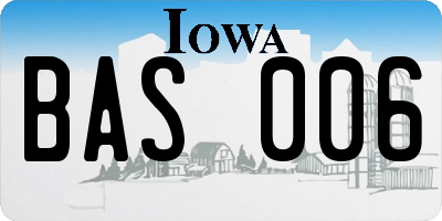IA license plate BAS006