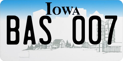IA license plate BAS007