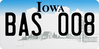 IA license plate BAS008