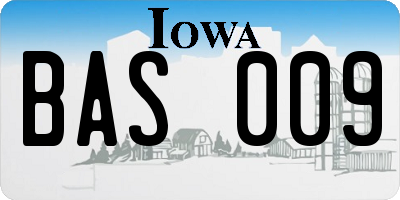 IA license plate BAS009