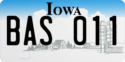 IA license plate BAS011