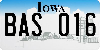 IA license plate BAS016