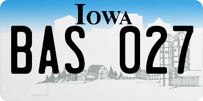 IA license plate BAS027