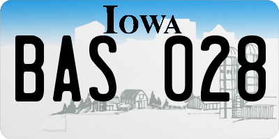 IA license plate BAS028