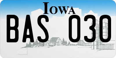 IA license plate BAS030