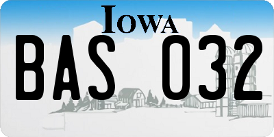 IA license plate BAS032