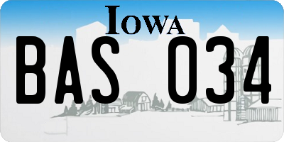 IA license plate BAS034
