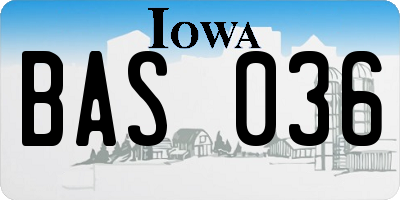 IA license plate BAS036