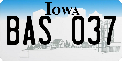 IA license plate BAS037